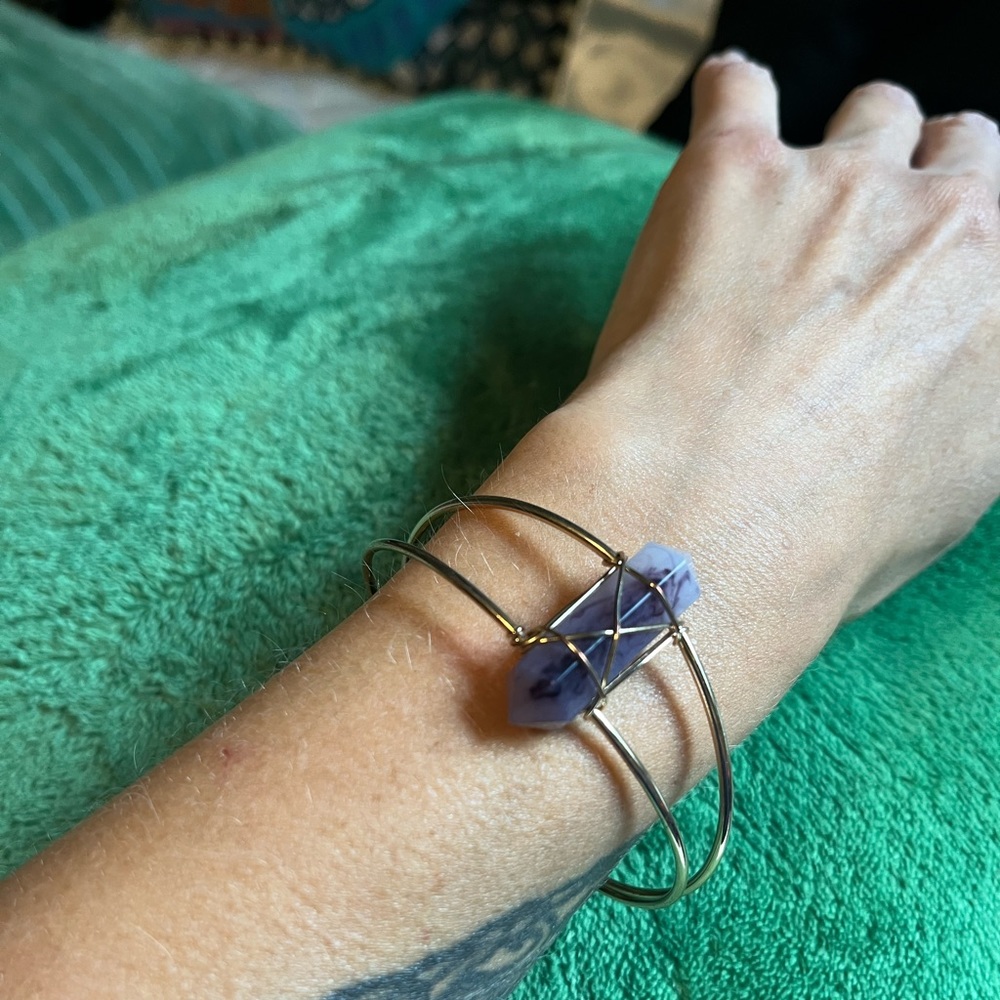 Amethyst Wire Wrapped Bracelet Cuff